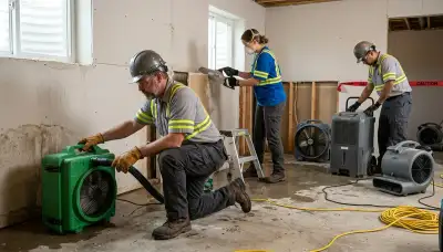 Tallahassee, FL water damage restoration team repairing a home after flooding