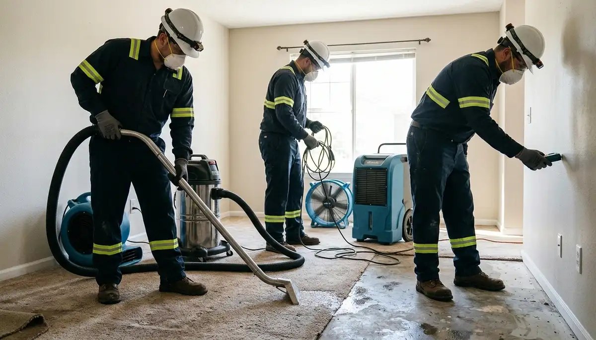 Tallahassee FL water damage restoration team repairing a home after flooding