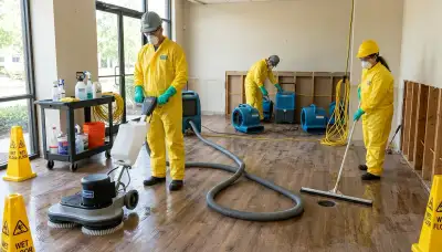 Flood damage cleanup crew serving homes in Tallahassee, FL after heavy rain and flooding