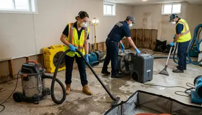 Tallahassee, FL flood damage cleanup crew removing water from a flooded home with extraction equipment