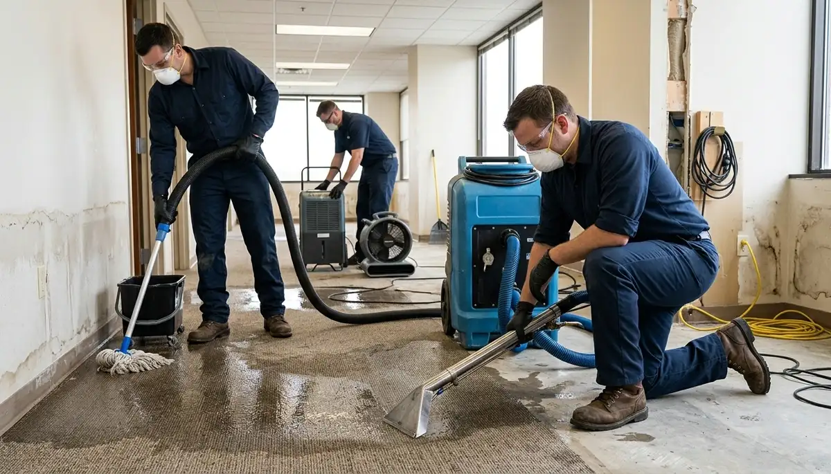 Flood damage cleanup crew in Tallahassee, FL restoring homes after heavy rain flooding