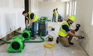 Structural drying for water damage in Tallahassee, FL home with moisture removal equipment